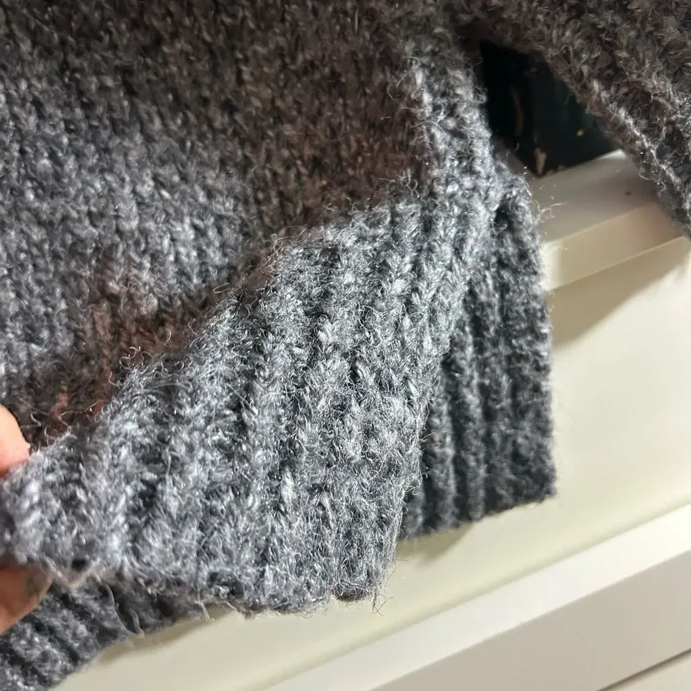 Zara Charcoal Gray Chunky Turtleneck Sweater - Picture 11 of 16